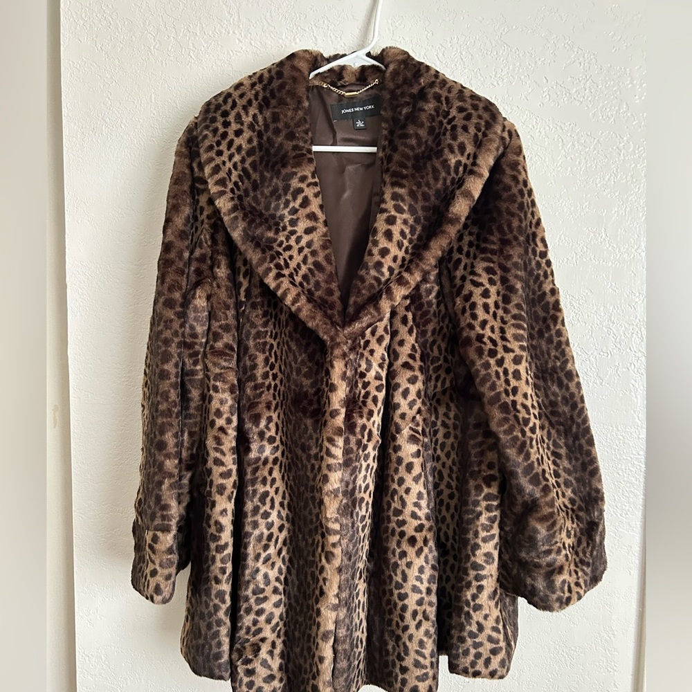 Jones New York cheetah fur coat